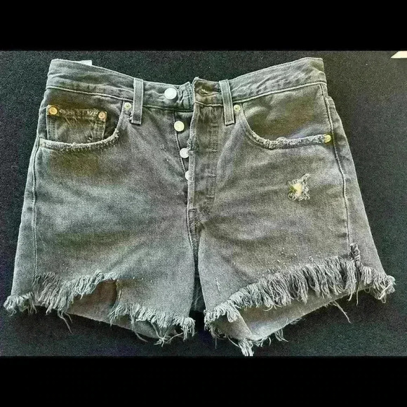 Vintage 90s Levis 501xx Womens 26 Thrashed Button Fly Cut Off Denim Shorts USA - Picture 1 of 9